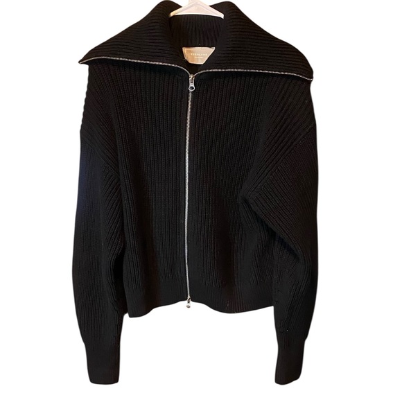 Everlane Sweaters - Everlane Black Organic Cotton Zip-Up XL